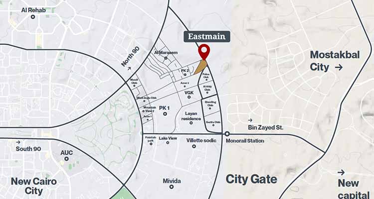 موقع مول ايست ماين القاهرة الجديدة location Eastmain new cairo