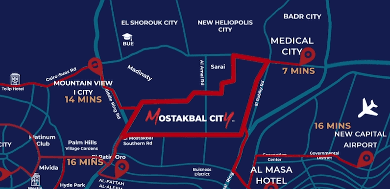 Mostakbal city map