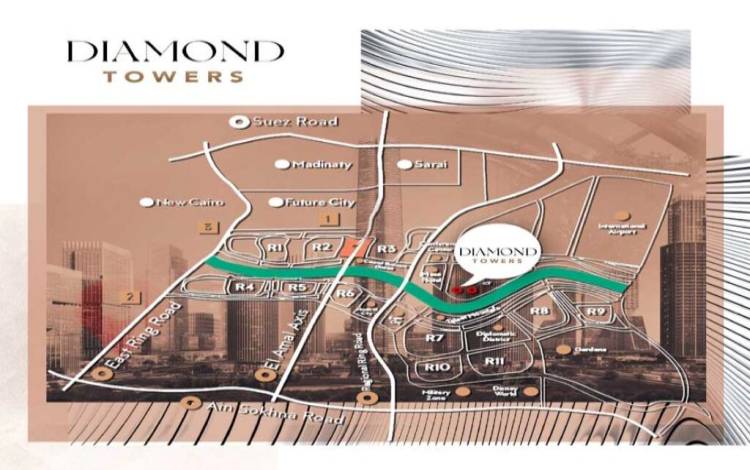 دايموند تاور العاصمة الإدارية Diamond Tower Mall بمقدم 10% 1 موقع مول دايموند تاور العاصمة الإدارية