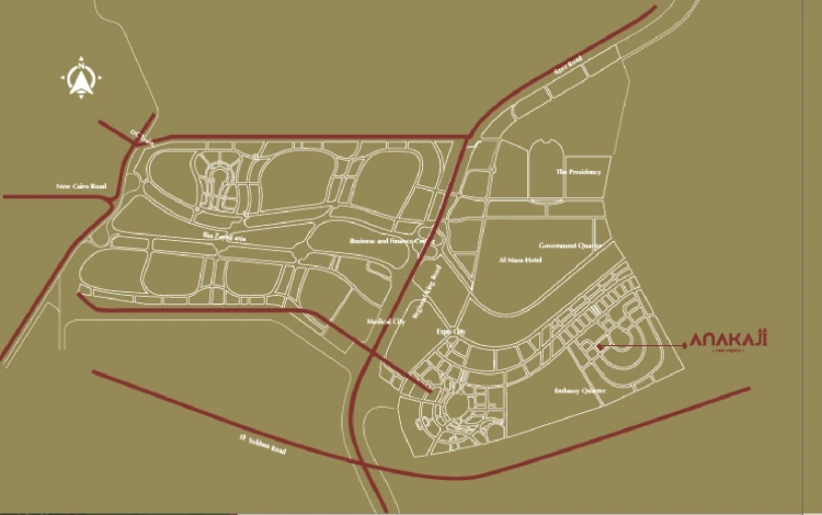 موقع كمبوند اناكاجي العاصمة الإدارية