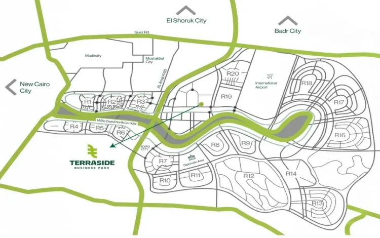 Terraside Business Park خريطة موقع مول تيرا سايد بيزنس بارك العاصمة الإدارية