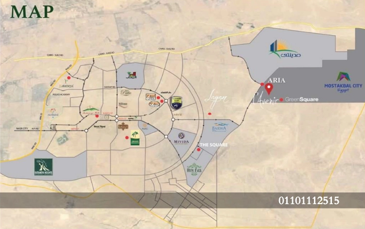 موقع كمبوند لافينير صبور المستقبل على الخريطة، يقع على الدائري