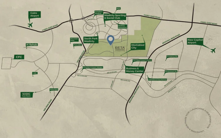 كمبوند Beta Greens mostakbal city موقع كمبوند بيتا جرينز مدينة المستقبل