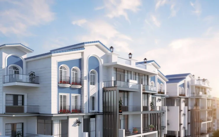 تصميم أنيق يوضح رقي كمبوند فلوريا العاصمة الإدارية الجديدة واجهة عصرية فاخرة في كمبوند فلوريا العاصمة الجديدة