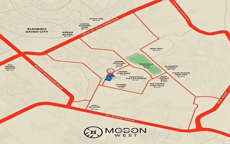 خريطة موقع كمبوند فيلاجيو اكتوير