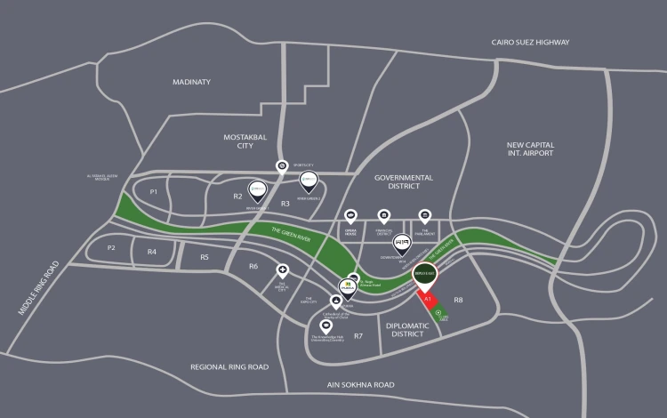 موقع كمبوند ديبلو ايست العاصمة