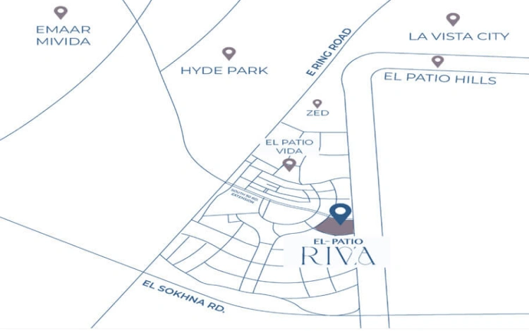 موقع كمبوند الباتيو ريفا التجمع السادس