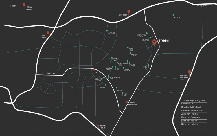 Compound trio gardens new cairo location