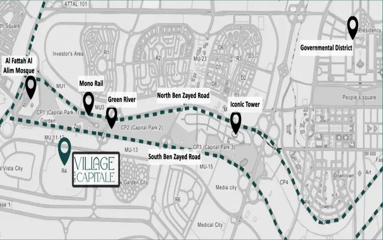 موقع كمبوند فيلاج دي لا كابيتال العاصمة الادارية