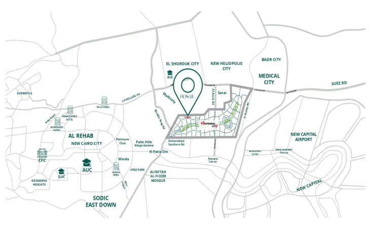 Rosail Mostakbal City Location